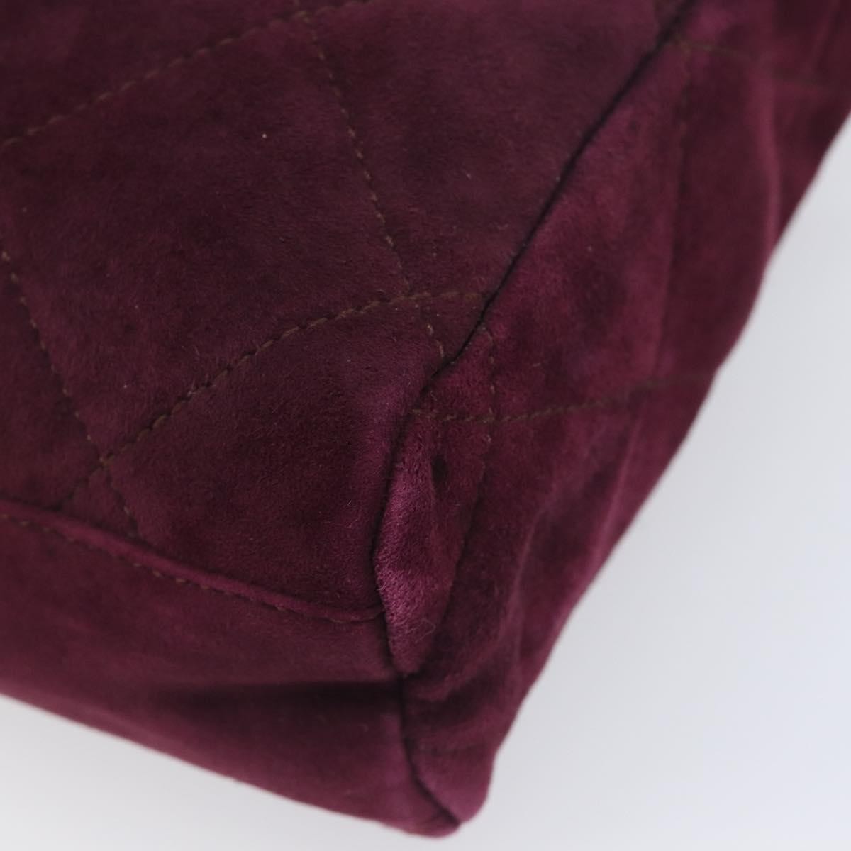 Prada Vintage Chain Flap Suede, Burgundy, Suede, Shoulder Bag