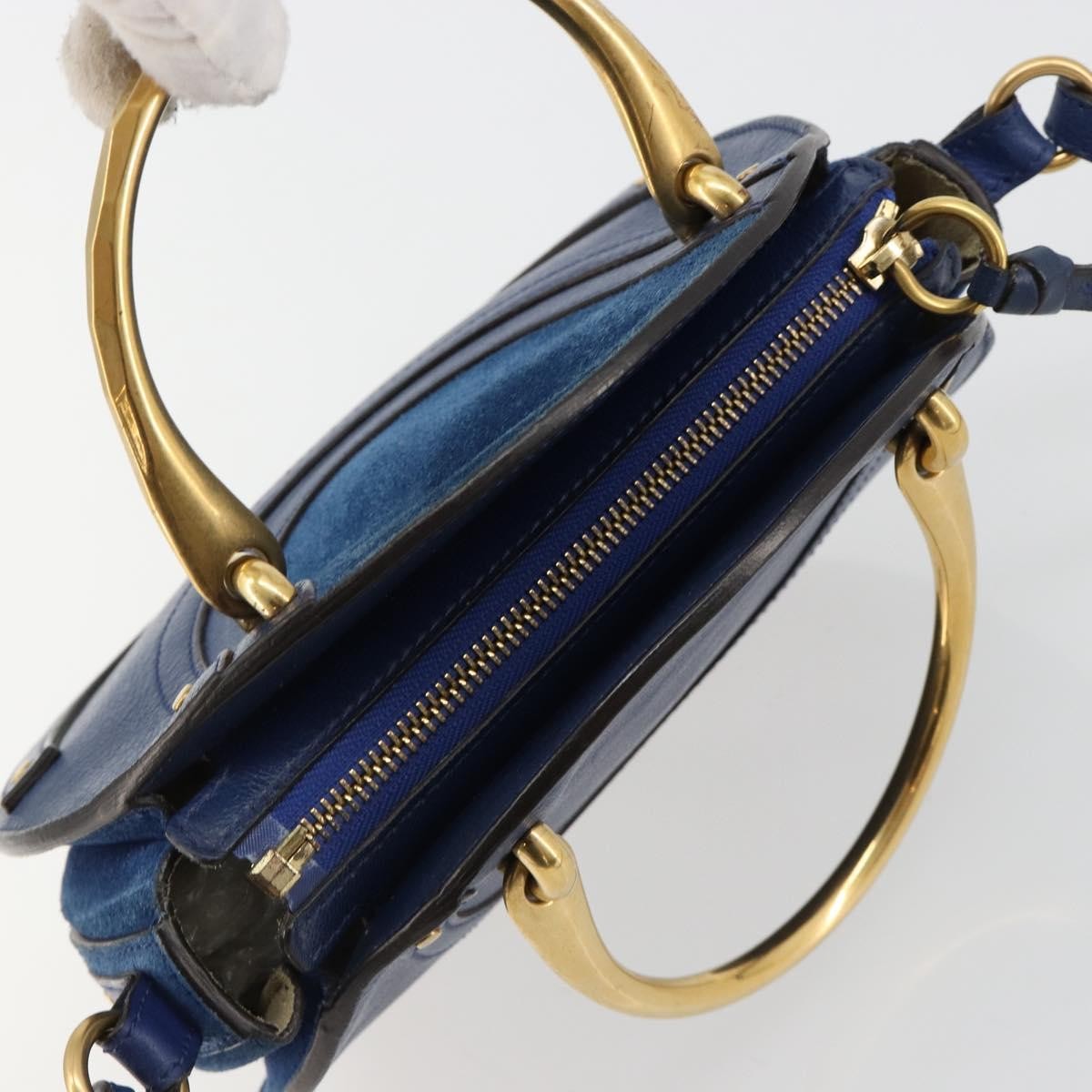 Chloe Pixie Leather and Suede, Blue, Leather, Crossbody Bag