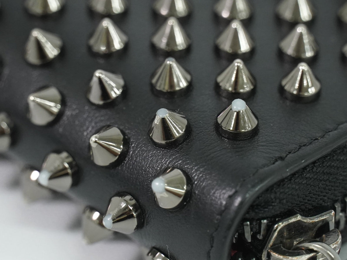 Christian Louboutin Panettone Spiked Leather, Black, Leather, Wallet