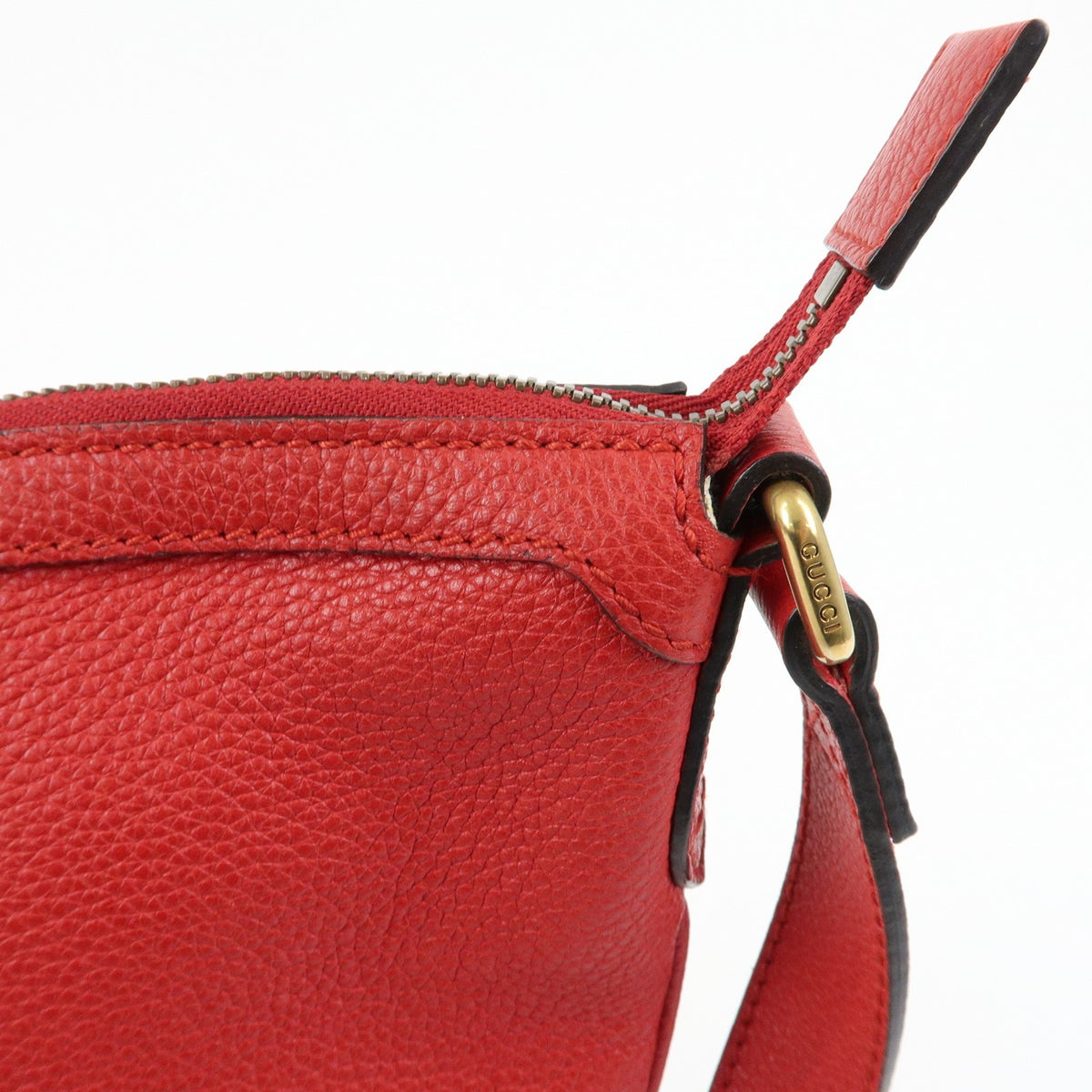 Gucci Logo Half-Moon Hobo Printed Leather, Red, Leather, Shoulder Bag