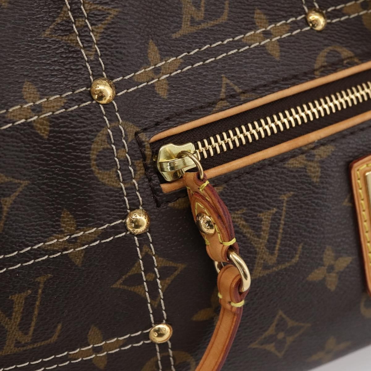Louis Vuitton Riveting Monogram Canvas, Brown, Canvas, Shoulder Bag