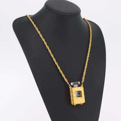 Chanel CC Perfume Bottle Pendant Chain Long Metal with Crystals and Faux Pearls, Gold, Metal, Necklace