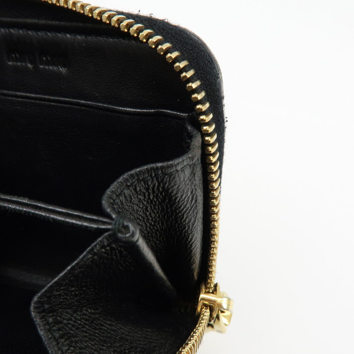 Miu Miu Zip Around Matelasse Leather, Black, Leather, Wallet