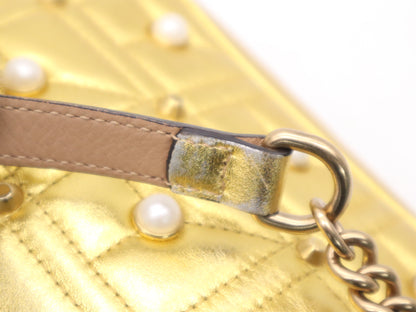 Gucci Pearly GG Marmont Embellished Matelasse Leather, Gold, Leather, Shoulder Bag