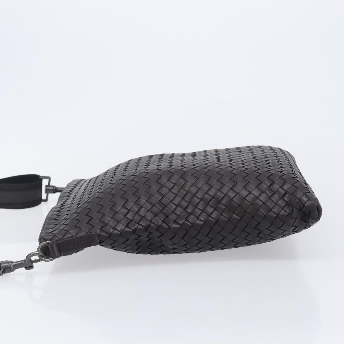 Bottega Veneta Flat Messenger Intrecciato Nappa, Black, Leather, Handbag