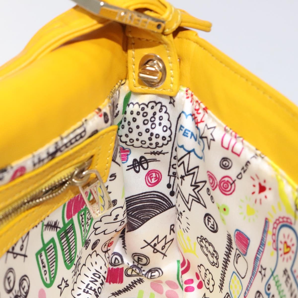 Fendi Mamma Baguette Shoulder Bag Canvas, YELLOW, LEATHER, Shoulder bag