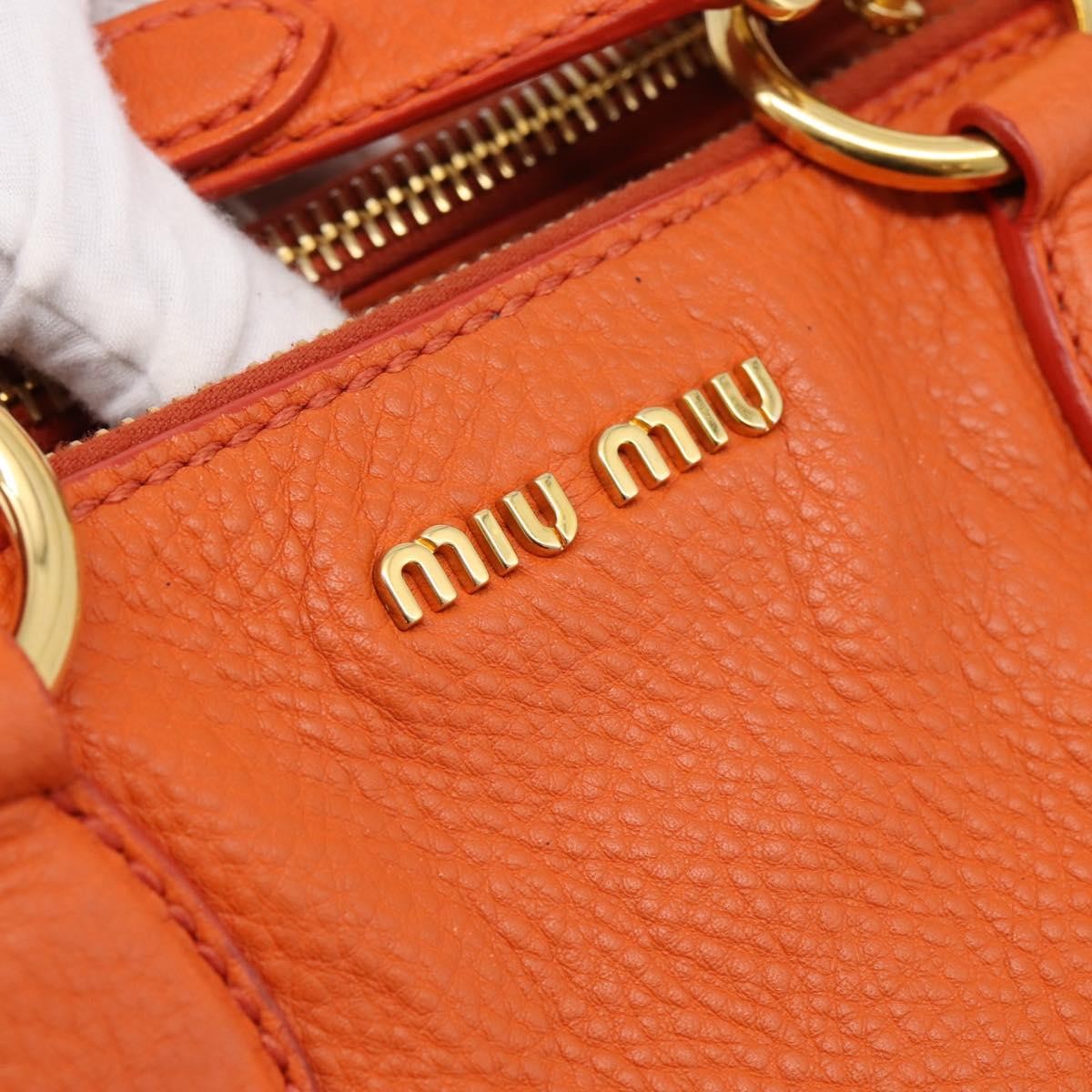 Miu Miu Caribou Convertible Tote Leather, Orange, Leather, Handbag