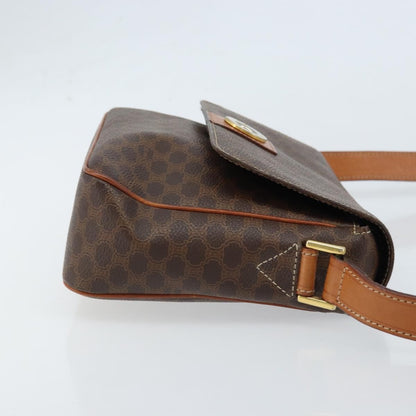 Celine Vintage Macadam Circle Logo Canvas and Leather, Brown, Canvas, Shoulder Bag
