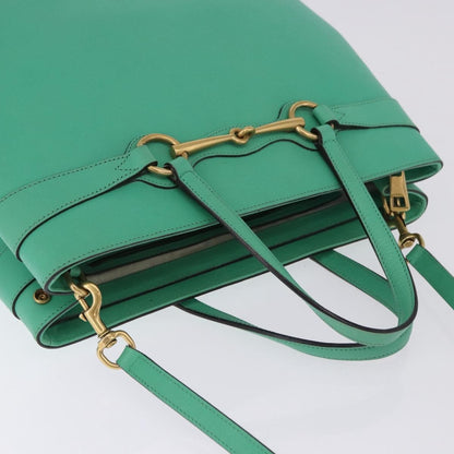 Gucci Bright Bit Convertible Leather, Green, Leather, Tote Bag