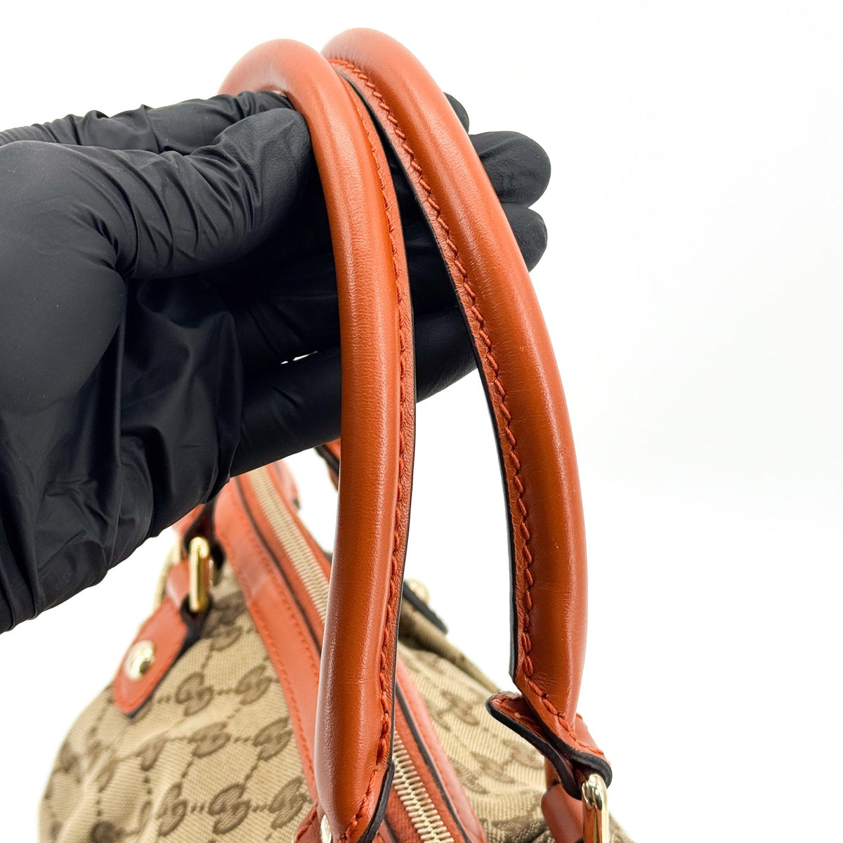 Gucci Sukey Top Handle Satchel GG Canvas with Leather, Brown, Canvas, Handbag