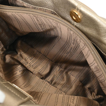Salvatore Ferragamo Vala Leather, Gold, Leather, Handbag