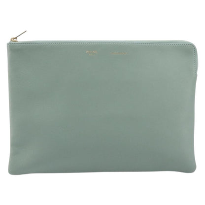 Celine Solo Leather, Green, Leather, Clutch