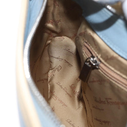 Salvatore Ferragamo Gancini Leather, Blue, Leather, Shoulder Bag
