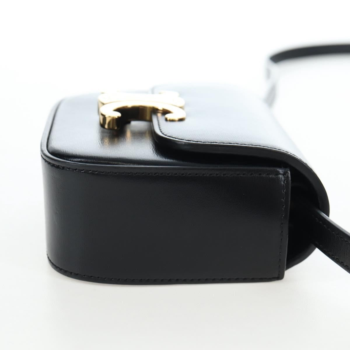 Celine Triomphe Smooth Calfskin, Black, Leather, Shoulder Bag