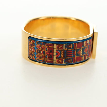 Hermes Loquet Bangle Metal and Printed Enamel, Gold, Metal, Bracelet