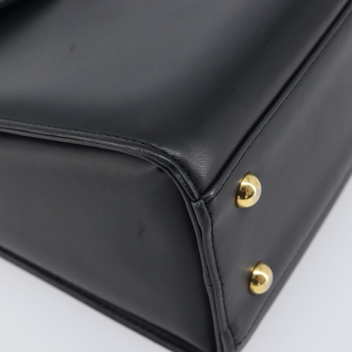 Valentino Garavani Top Handle Flap Leather, Black, Leather, Handbag