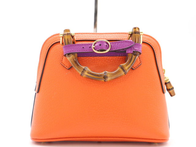 Gucci Diana NM Bamboo Handle Tote Leather, Orange, Leather, Handbag