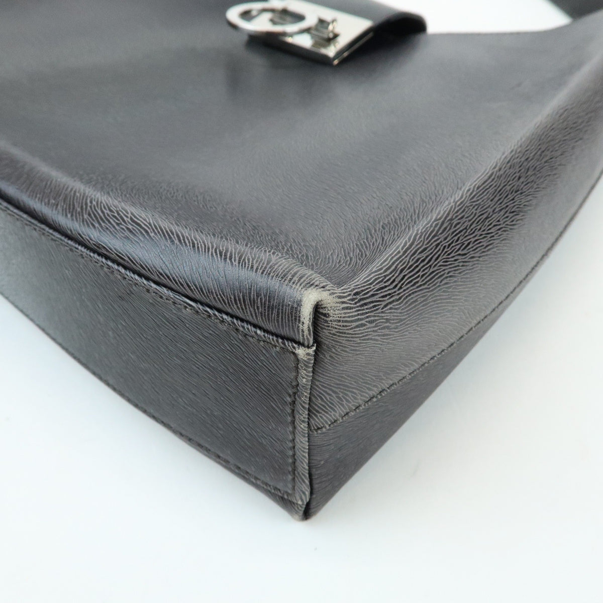 Salvatore Ferragamo Gancio Flap Hobo Leather, Black, Leather, Shoulder Bag