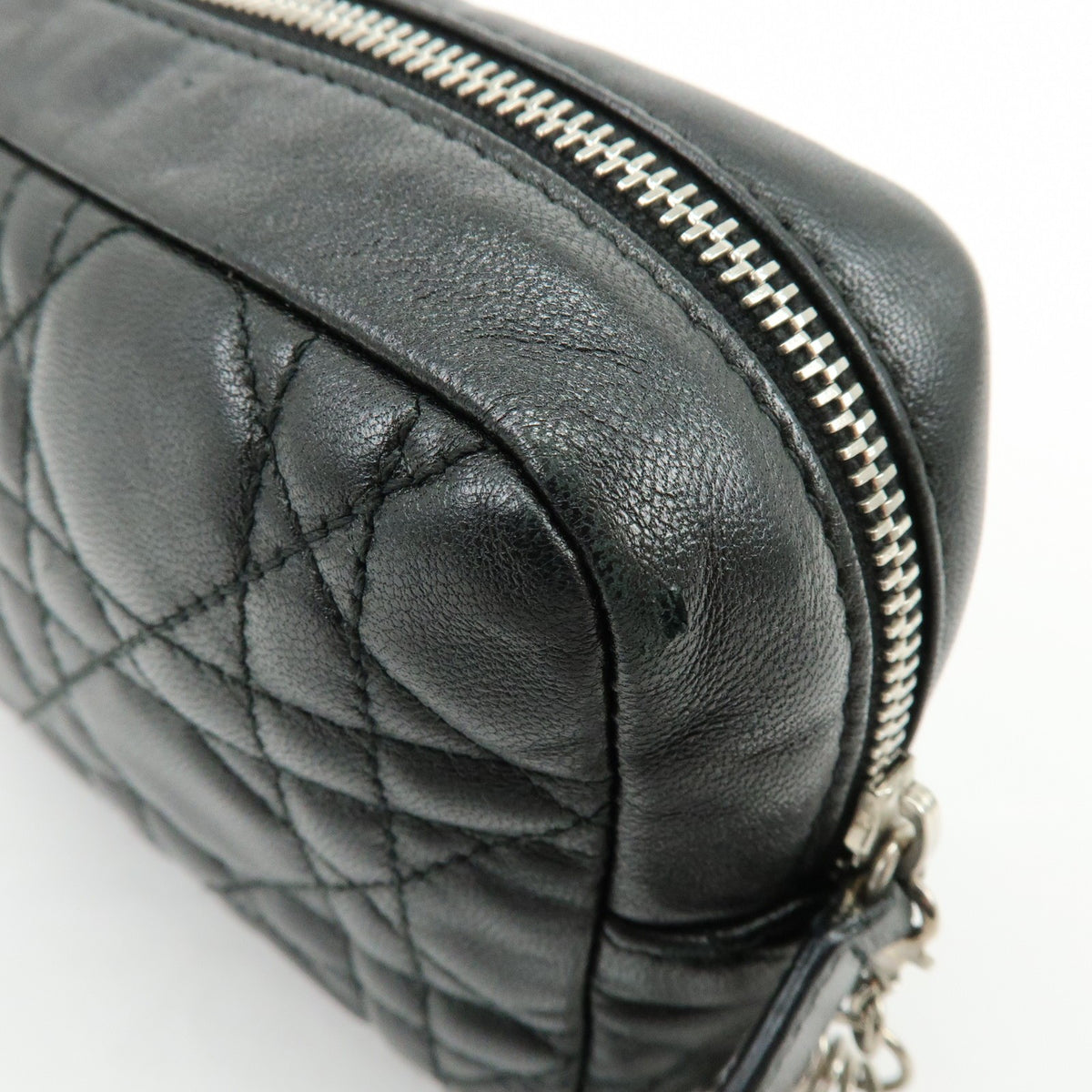 Christian Dior Lady Dior Cannage Quilt Leather, Black, Leather, Wallet