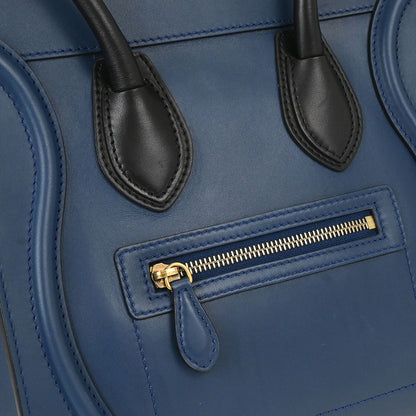 Celine Luggage Smooth Leather, Blue, Leather, Handbag