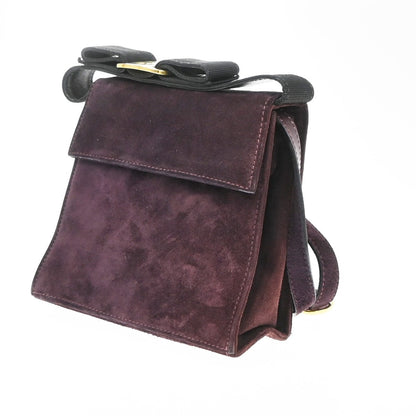 Salvatore Ferragamo Vintage Vara Bow Handle Shoulder Suede, Purple, Suede, Handbag