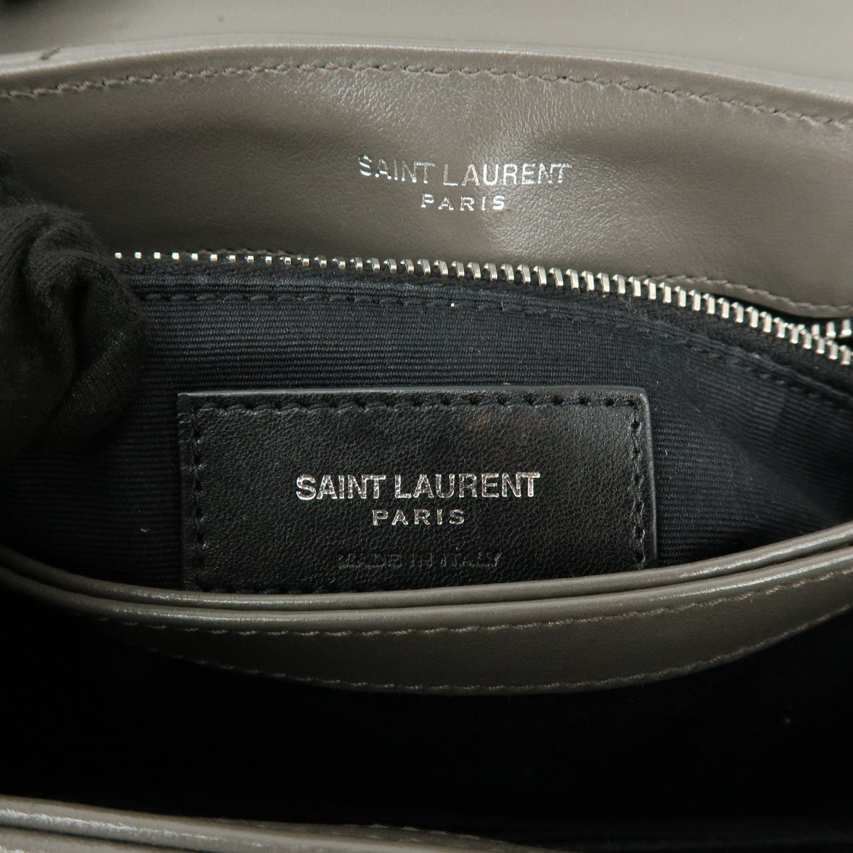Saint Laurent Loulou Matelasse Chevron Leather, Gray, Leather, Shoulder Bag