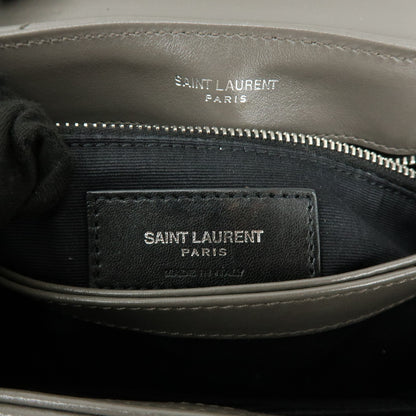 Saint Laurent Loulou Matelasse Chevron Leather, Gray, Leather, Shoulder Bag