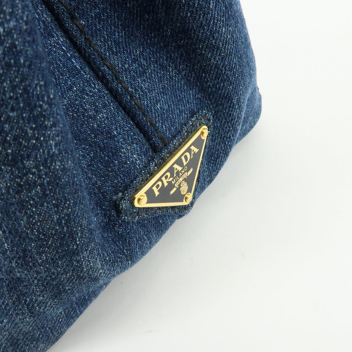 Prada Canapa Convertible Denim, Blue, Denim, Tote Bag