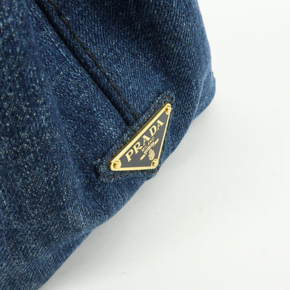 Prada Canapa Convertible Denim, Blue, Denim, Tote Bag