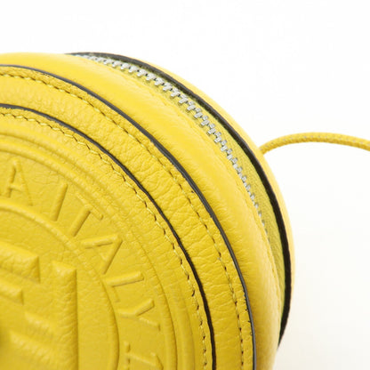 Fendi Vintage FF Round Embossed Leather, Yellow, Leather, Crossbody Bag