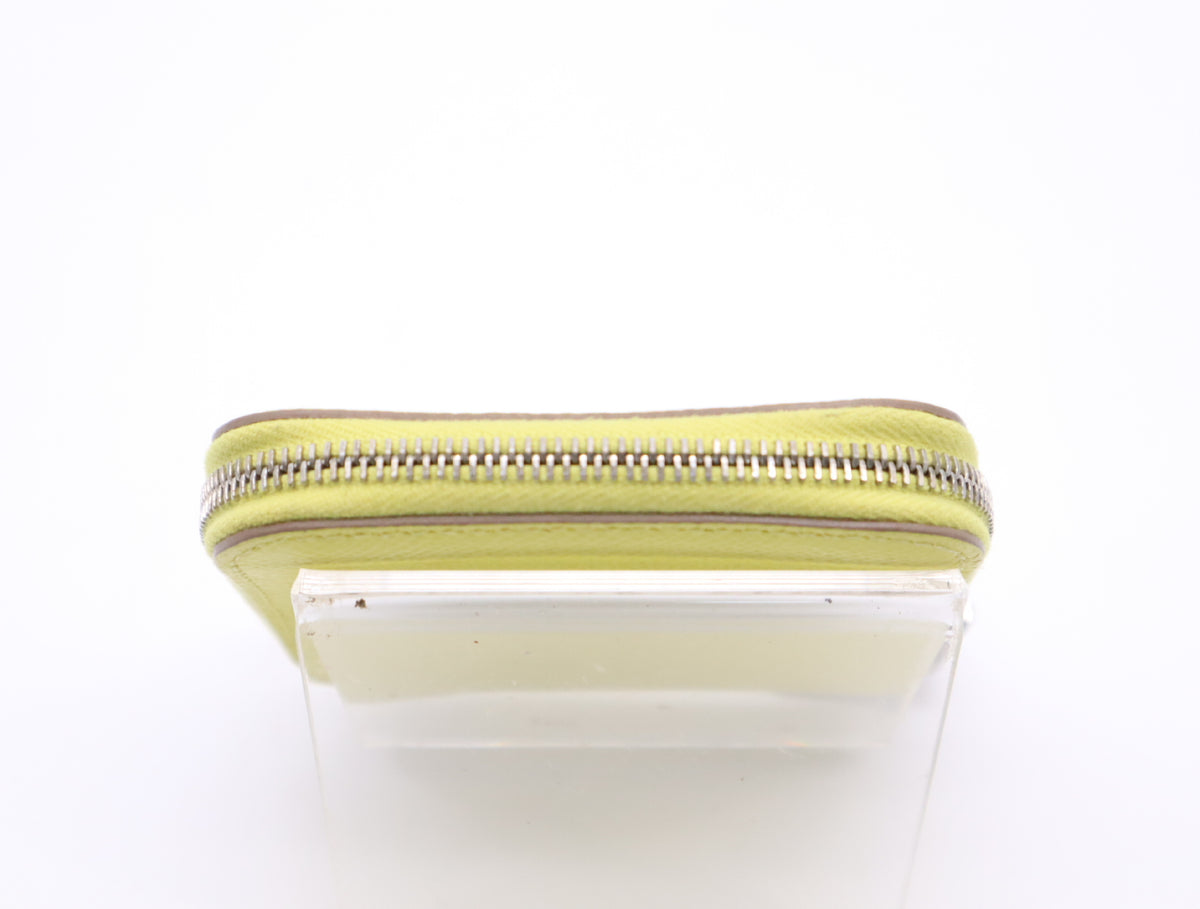 Hermes Azap Silkin Epsom Leather Silk, Yellow, Leather, Wallet