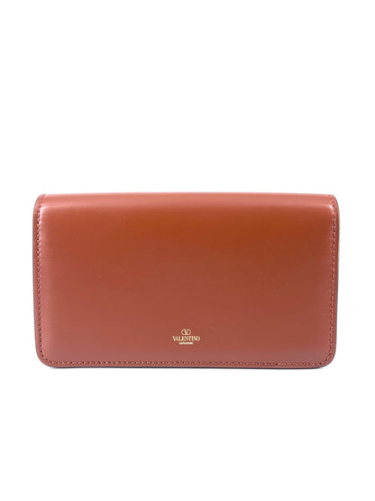 Valentino Garavani Rockstud Flip Lock Flap Bag Leather, BROWN, LEATHER, Handbag