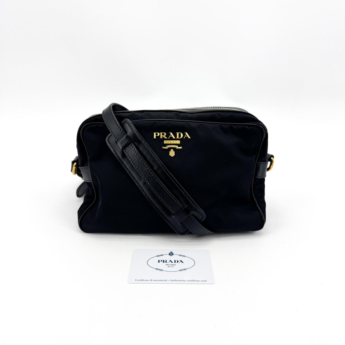 Prada Camera Tessuto, Black, Nylon, Crossbody Bag