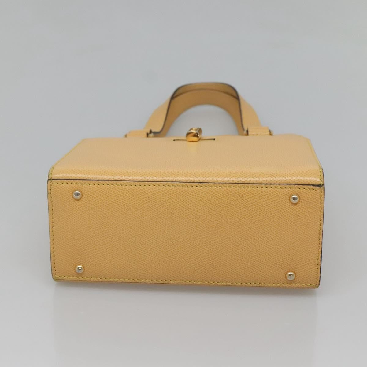 Celine Vintage Turnlock Leather, Yellow, Leather, Handbag