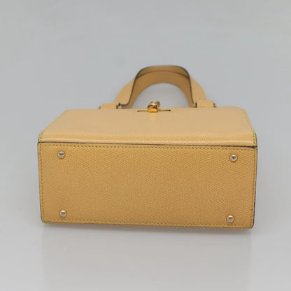 Celine Vintage Turnlock Leather, Yellow, Leather, Handbag