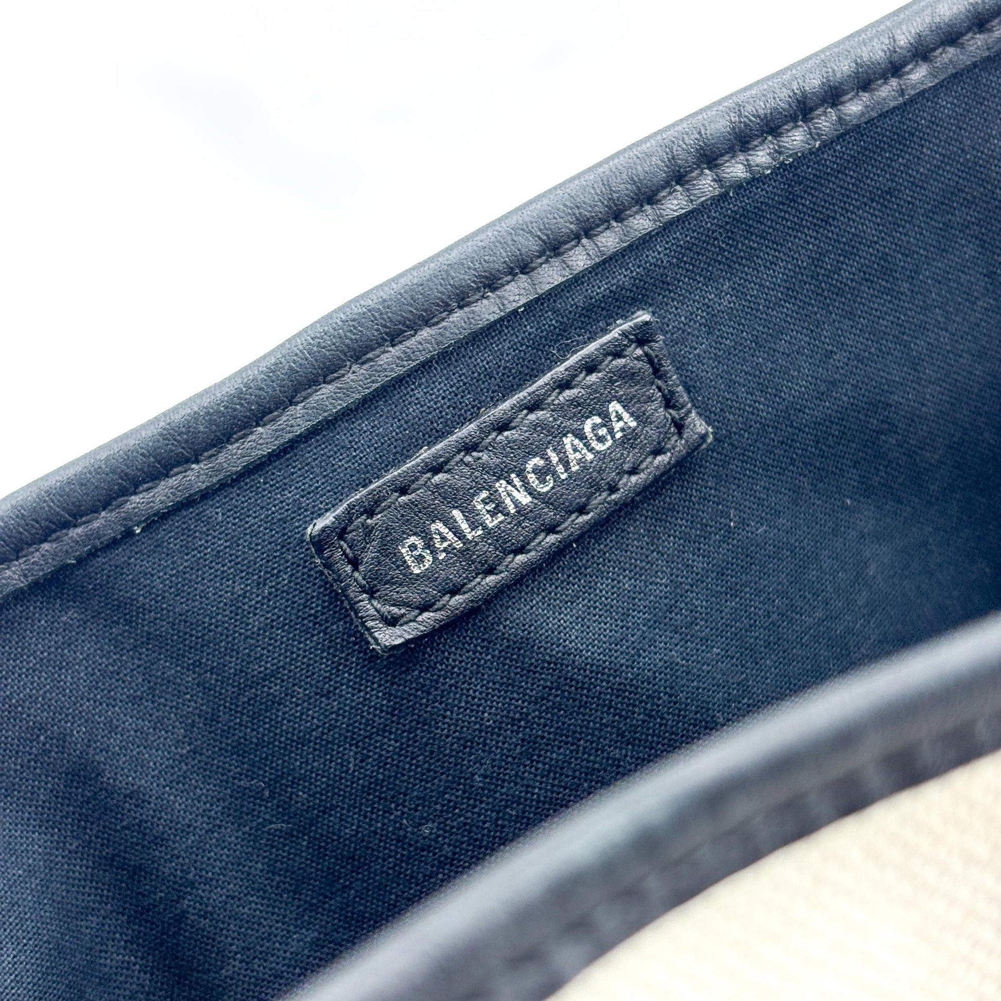 Balenciaga Navy Cabas Canvas with Leather, Black, Canvas, Tote Bag