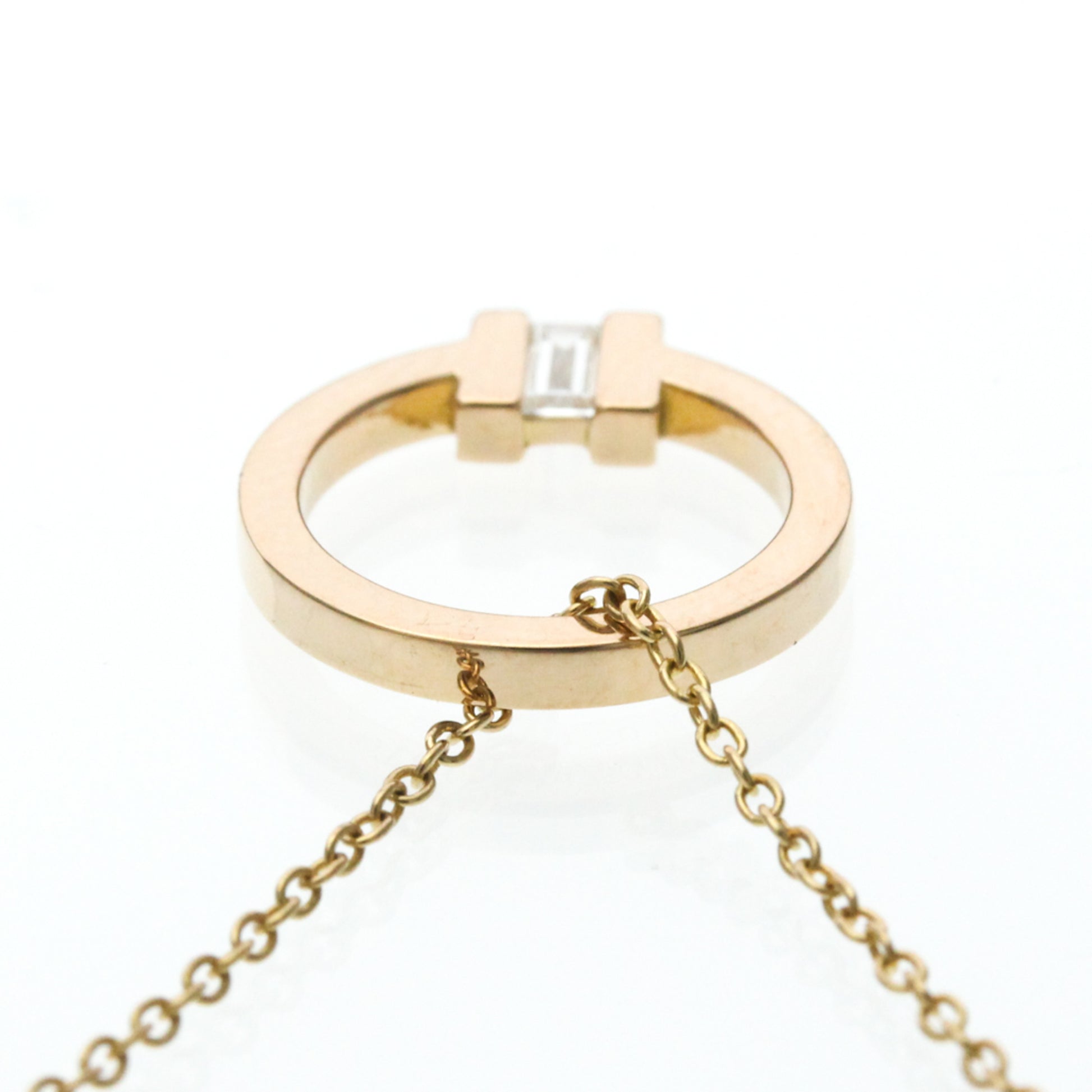 Tiffany & Co. T Circle Pendant 18K Rose Gold with Diamond, Gold, Pink Gold, Necklace