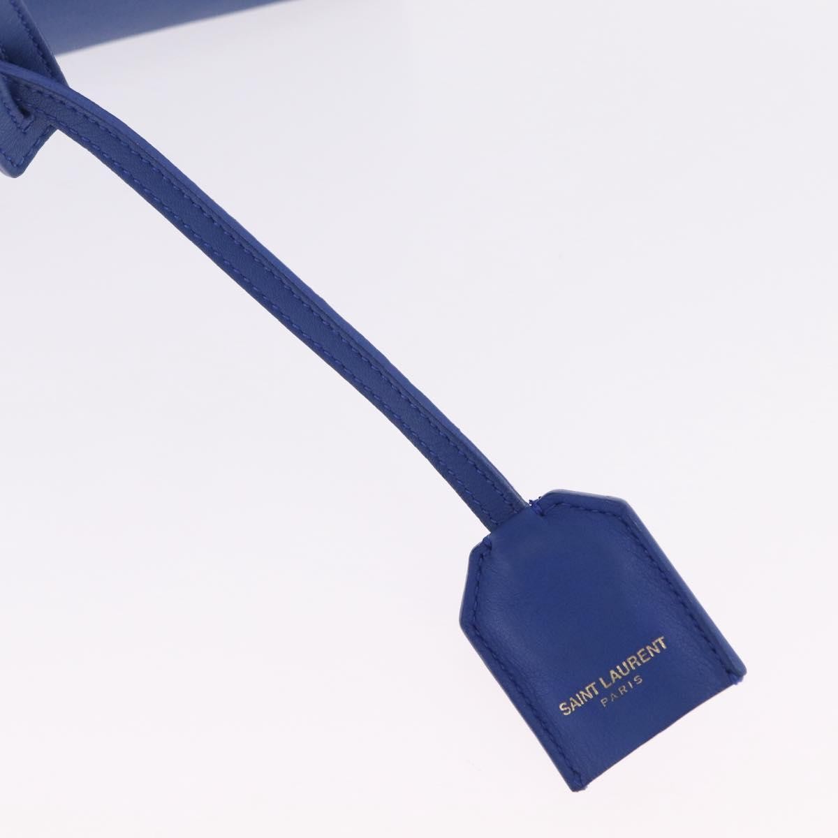 Saint Laurent Monogram Cabas Leather, Blue, Leather, Tote Bag