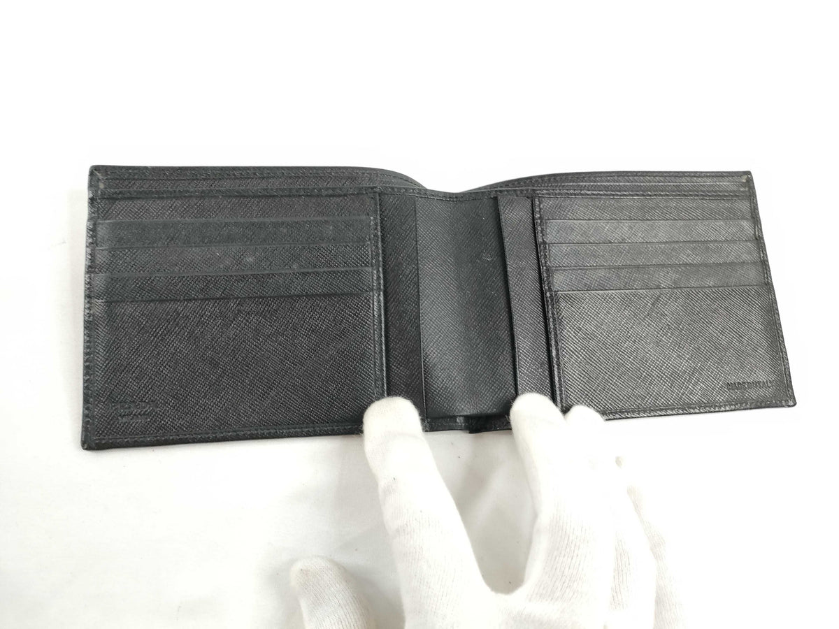 Prada Saffiano bifold Leather, Black, Leather, Wallet