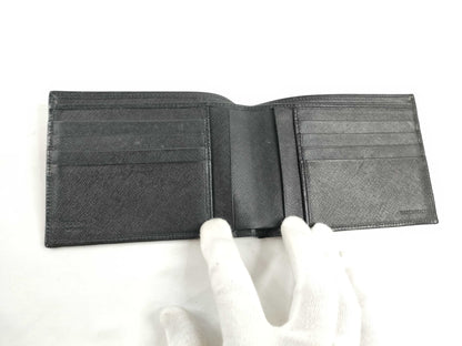 Prada Saffiano bifold Leather, Black, Leather, Wallet