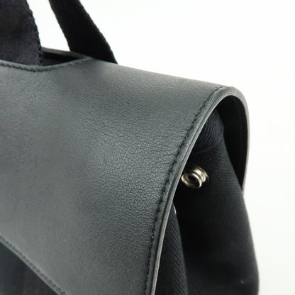 Hermes Valparaiso Toile and Leather, Black, Canvas, Handbag