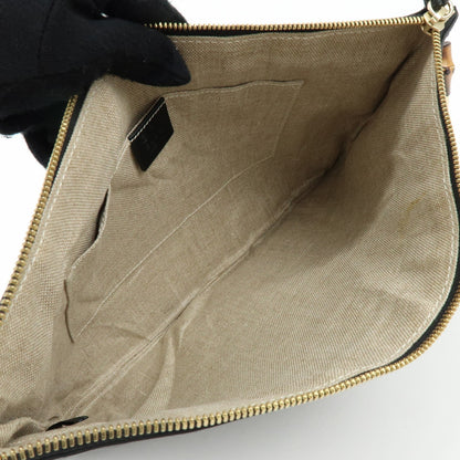 Gucci Bamboo Zip Pouch (Outlet) Leather, Black, Leather, Clutch