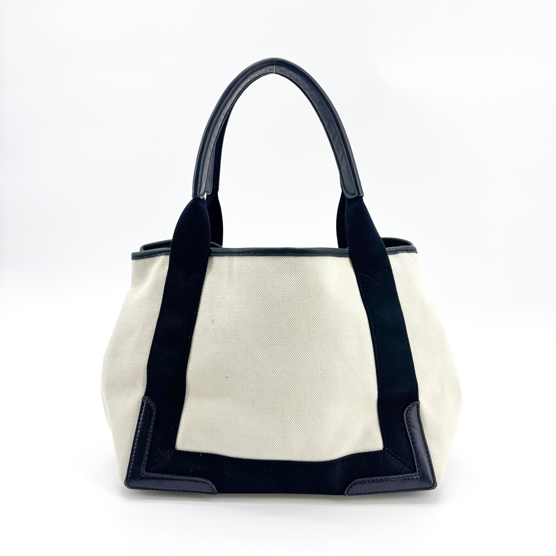 Balenciaga Navy Cabas Canvas with Leather, Black, Canvas, Tote Bag