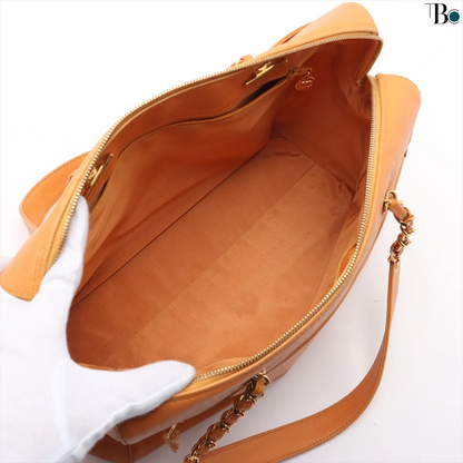 Chanel Coco Mark Leather, ORANGE, LEATHER, Shoulder bag