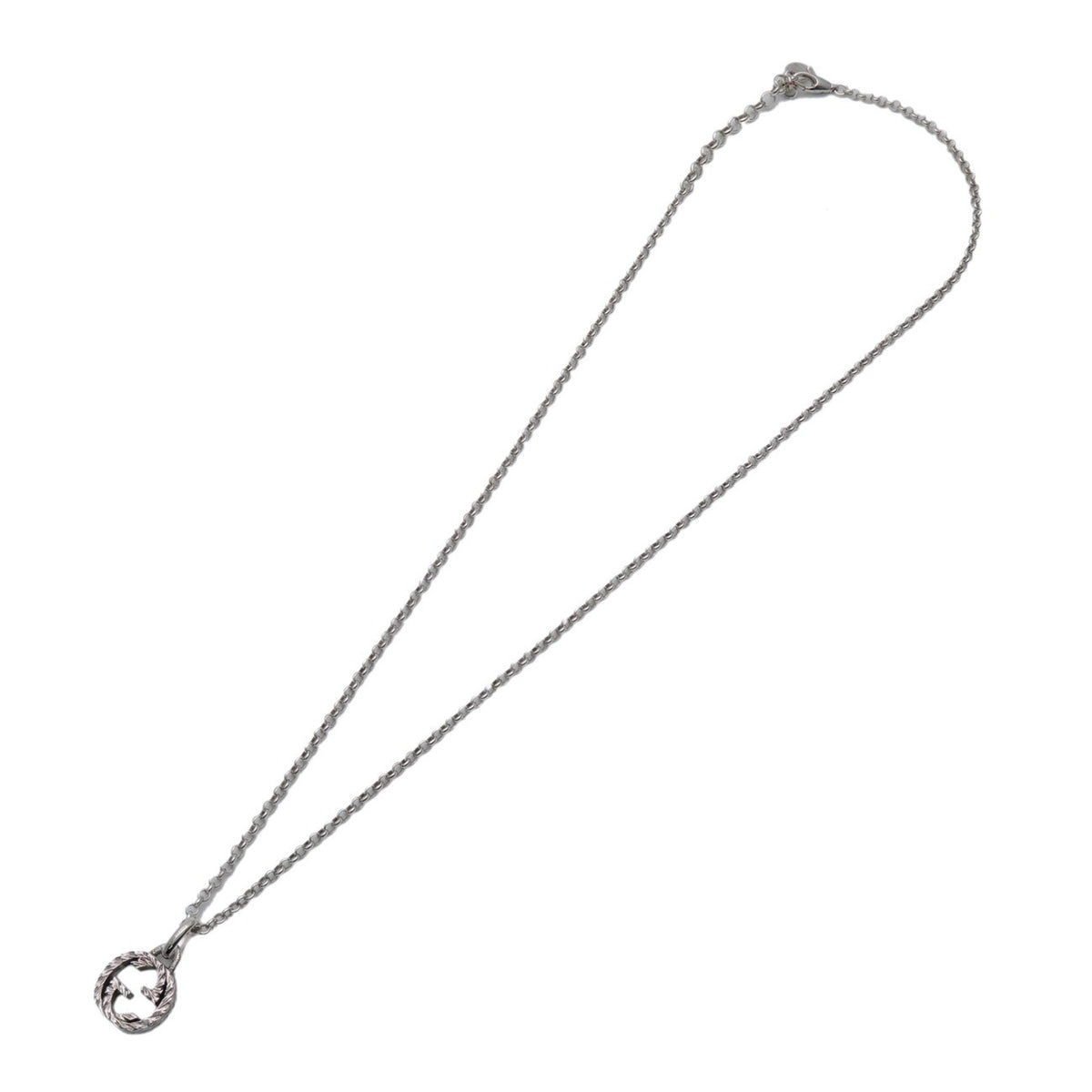 Gucci Engraved Interlocking G Chain Link Pendant Sterling Silver, Silver, Silver, Necklace