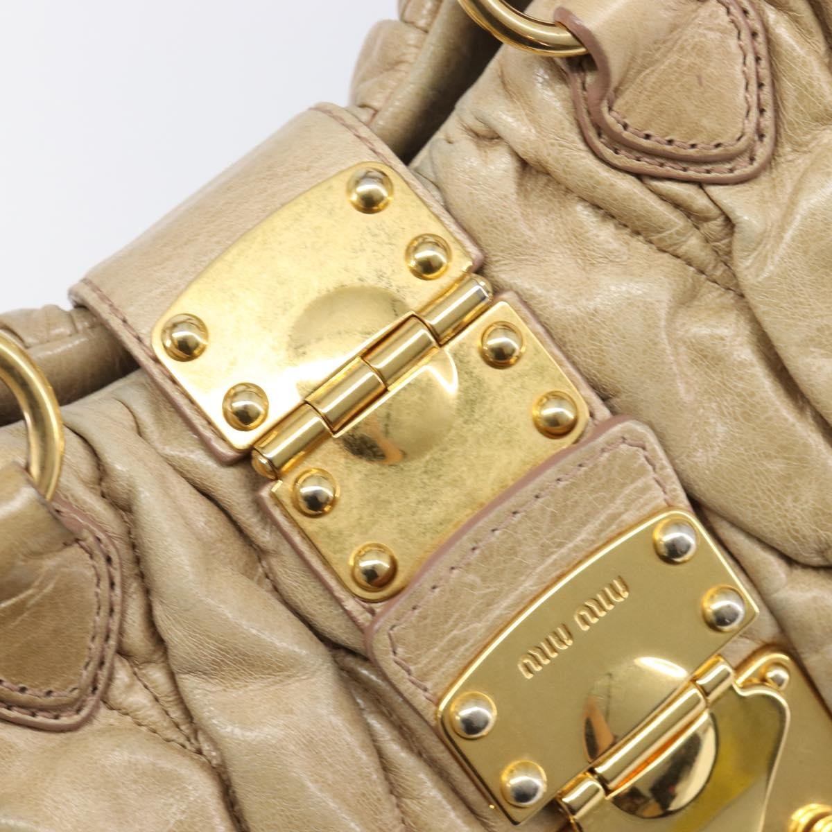 Miu Miu Coffer Convertible Satchel Matelasse Leather, Beige, Leather, Handbag