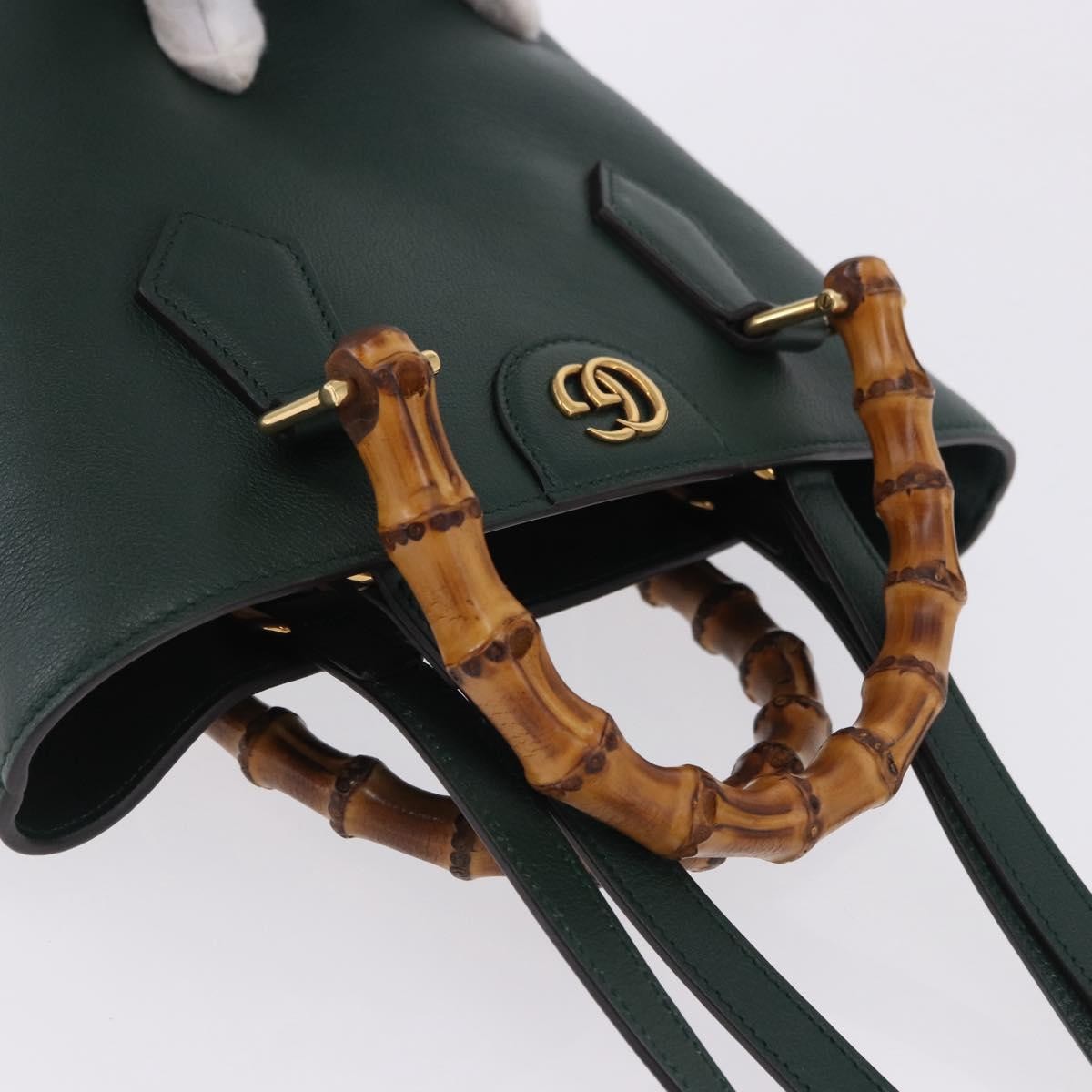 Gucci Diana Bamboo Handle Round Tote Leather, Green, Leather, Tote Bag