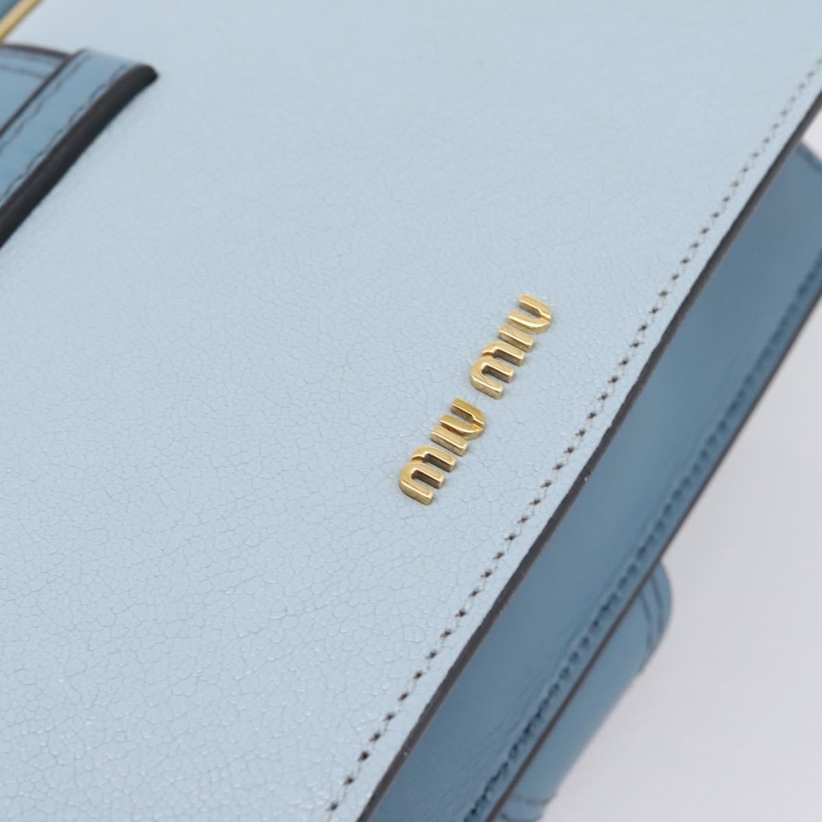 Miu Miu Madras Crystal Buckle Leather, Blue, Leather, Shoulder Bag