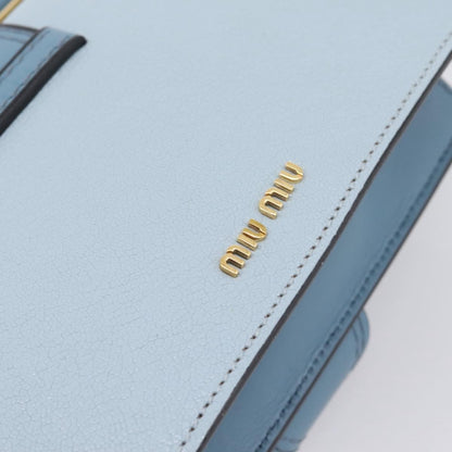 Miu Miu Madras Crystal Buckle Leather, Blue, Leather, Shoulder Bag