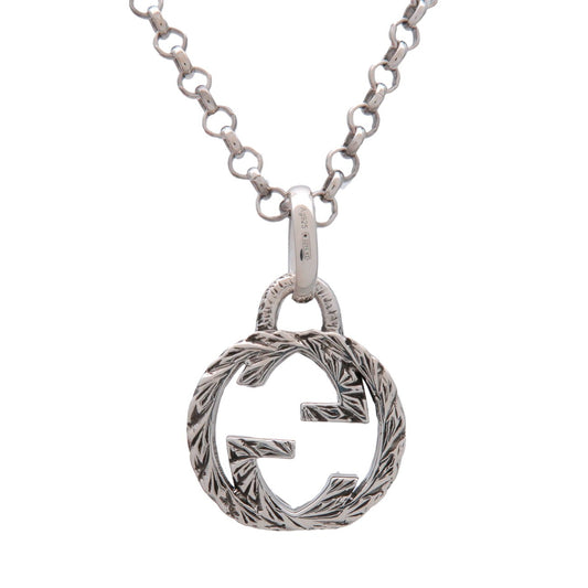 Gucci Engraved Interlocking G Chain Link Pendant Sterling Silver, Silver, Silver, Necklace